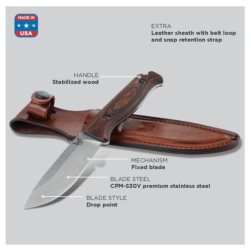 Benchmade 15002 Saddle Mountain Skinner, Fb, Wood