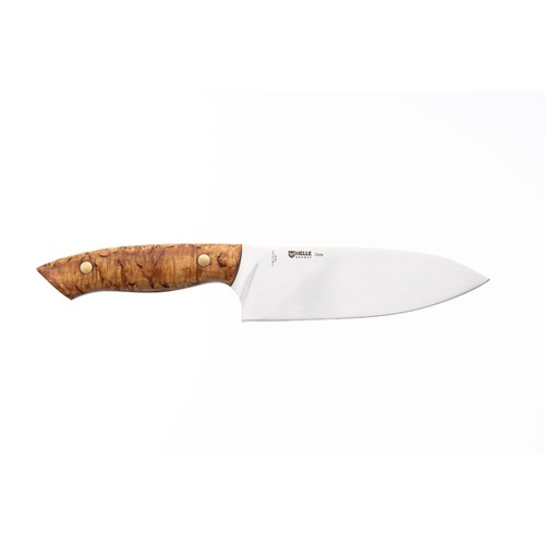 Dele 12C27 steel blade, curly birch handle, leathe