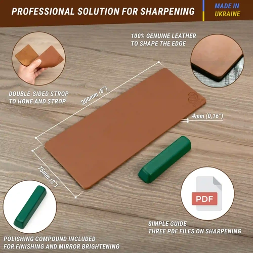 Leather Strop for Honing with two Polishing Compou