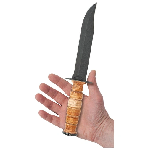 USMC® - Grooved Leather USMC® Knife w/ Leather She